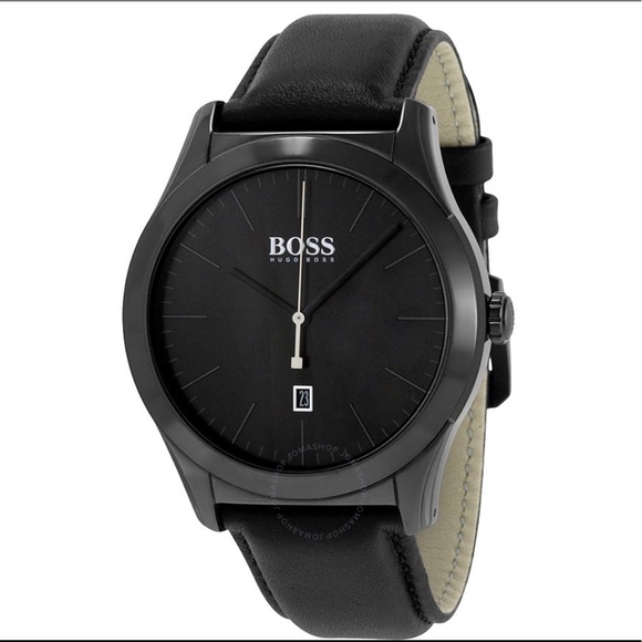 Men’s Hugo Boss Black Dial Leather Watch New - Picture 2 of 5